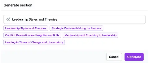 AI generating a new course section automatically